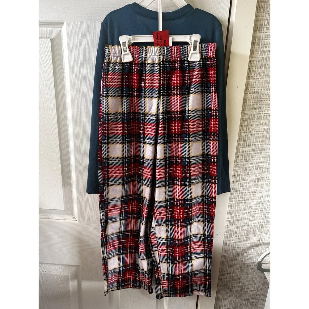 Christmas Pajamas Boys Size 6/7 Holiday Jammies For Your Families Plaid New! DDD